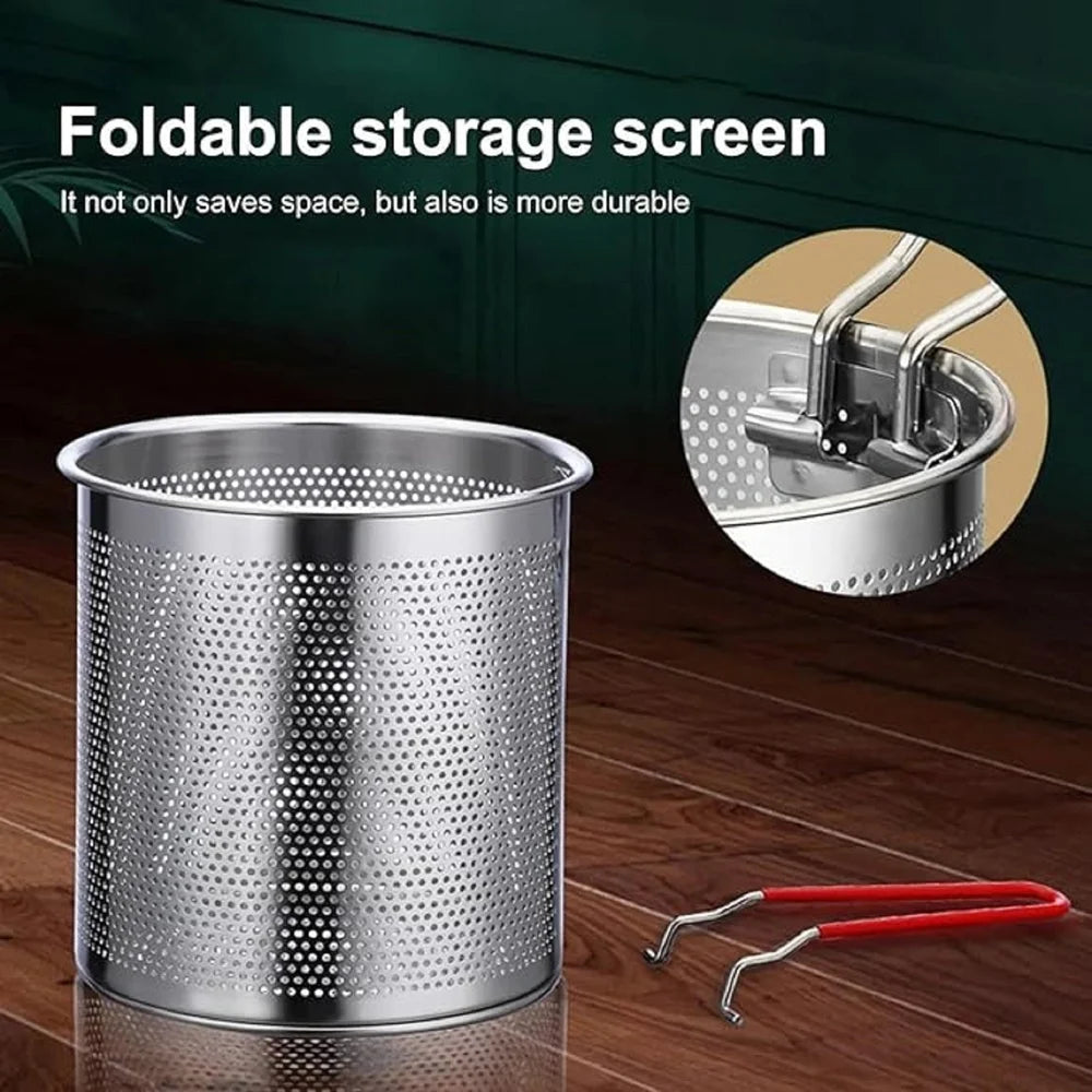 Deep Frying Pot with Strainer - 1200ml Stainless Steel Pan with Handle